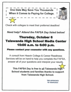 Flyer with details about FAFSA day - 10/6/22